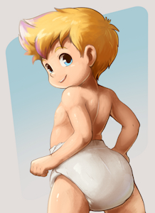 diapered blond boy by FluffyTush