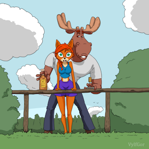 Fox and Elk. by VylfGor