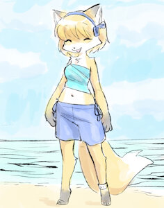 Fox girl at the beach by Saucy