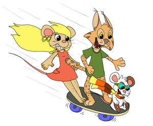 Skateboarding trio! by Kazi