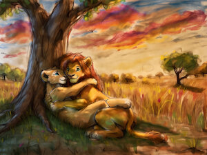 Nala and Simba in cuddly doodles by AutoSnep