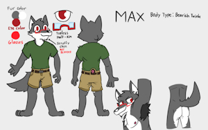 Max's reworked SFW ref sheet (2024) by Maxthewolfy