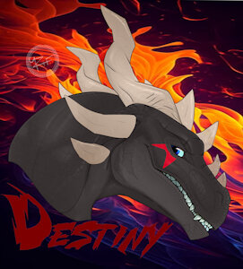 Destiny the Black Dragon (headshot/badge) by CazinkWolf