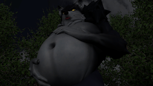 midnight's fat belly by Midnightwerewolf