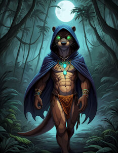 [AI] Otter shaman in moonlit rainforest by Otterball