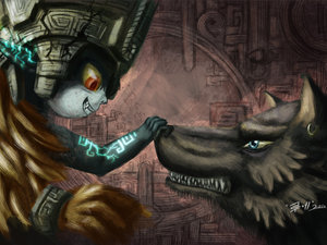 Midna and link fanart by LuneCheetah