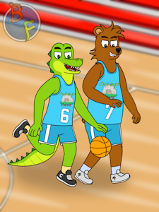 Croc and Bart playing basketball by BearsFlush