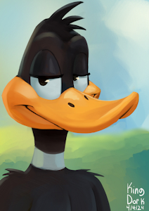 Daffy Portrait, Digital Brush Test by KingDorkster