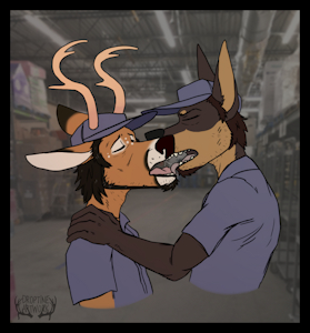 Derby and Donnie kissing by Droptine