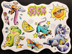 Tattoo flash sick by KittySwishArt