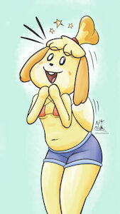 Isabelle Surprised! - No Shirt by NeatNick