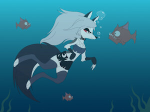 A famous wolf girl  finally underwater by darkbunny666