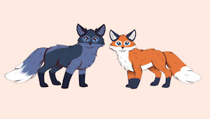 Fox siblings by LunarTurtle