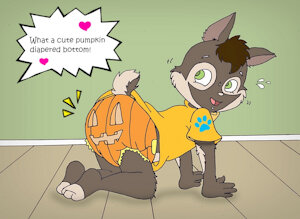 "The diapered Halloween bottom!/Trick-or-treat!" by nelson88