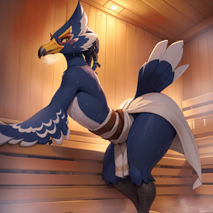 Revali in the sauna by mattyboi1998