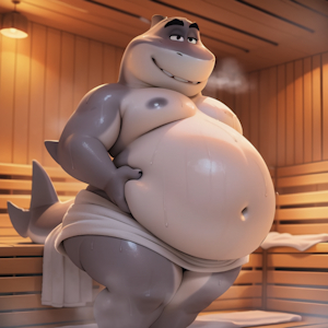 Mr. Shark in the sauna by mattyboi1998