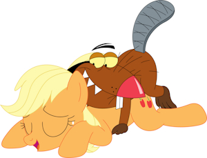 Applejack loves a good beaver snuggle by Superporygon