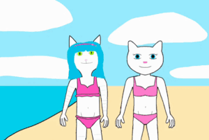 Natasha and Angela walking down the beach by NatGallery