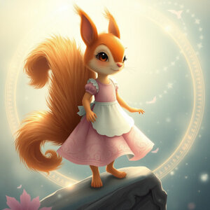 [AI experiments] Multiverse-hopping girl squirrel in a dress by dmfalk