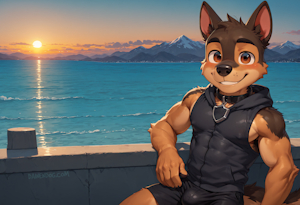 Posing under the sunset by DainenDog