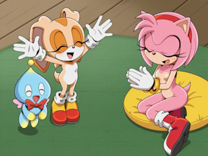 Sonic X AI redraw: Amy and Cream together by quacking