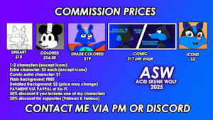 Commission Prices 2025 by AcidSkunkWolf