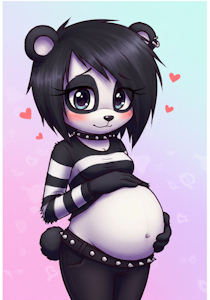 Preggy emo female anthro panda being shy by BigPandaSebArts2024