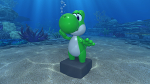 [3D] Yoshi weighed underwater by a concrete block by kuby64