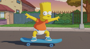 Bart Simpson in Diaper on Skateboard Ride by ToonlandianFox2002