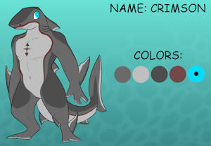 New shark character Crimson by TheBlueBunnyKen