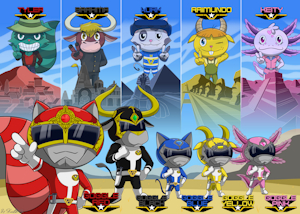 HTF Dai Sentai GoggleV/Power Rangers: Ancient Warriors by SkullKingFox