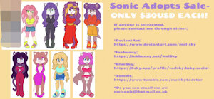 Sonic Adopts- $30USD Each! by MelSky