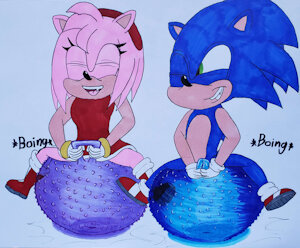 Sonic and Amy's bouncy fun by Balloonbouncer