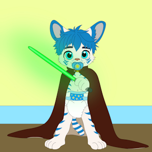Baby Ryoku playing with His saber by Detonato13