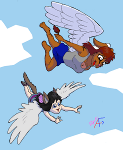 Siblings in flight by Pouncer