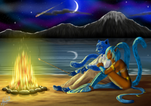 Friends By Firelight by MechaChick