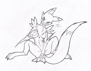Day-1 Renamon (inked) by MagnificentArsehole