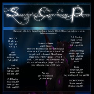 Price Guide - COMMISSIONS ARE OPEN! by Serendipityxx