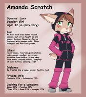 Amanda Scratch info by Passpartou - cub, feline, female, teen, lynx, young, info, preteen, bio, amanda scratch