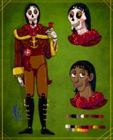 Nezahualpilli Victor Caballero Ref by Matlalihuitl - male, human, skeleton, oc, skeletons, sugar skull, the book of life, tbol, book of life, bol