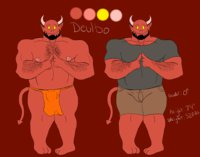 Deulbo by TheLonelyBear - male, thick, demon, muscle, chubby, monster, loincloth, devil, solo, hairy, reference, hairy chest, bara, chest hair