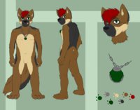 Reference Sheet - German Shepard by Stripes - dog, male, reference sheet, fur, furry, necklace, tongue out, german shepard, reference, crystal, red hair, stripes the raccoon, fur patterns