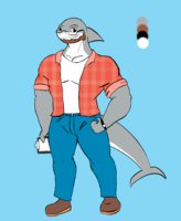 Trent Updated Reference by TheLonelyBear - male, muscle, shark, daddy, solo, reference, beard, dilf, great white shark