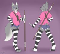 Fuzzy Moordock ref sheet (Commissioned) by Drakue - wolf, male, reference sheet, staff, shortshorts