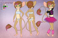 Commission: Leandra's Ref Sheet by DevoidKiss - female, lion, commission, hybrid, teen, mouse, shimapan, tutu, 80s, ref sheet, rodent, lion mouse, tulle