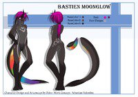 Bastien Moonglow Ref Sheet by RooDwaggie - male, rabbit, hybrid, otter