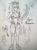 Sayori Nakamura by TheAmariaShadow - female, character sheet, human, huge breasts, wide hips, scientist, one piece, devil fruit user, dice-dice woman