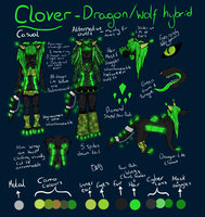 Clover's New Reference Sheet by CrystalWolfDarkness - female, hybrid, reference, dragon wolf