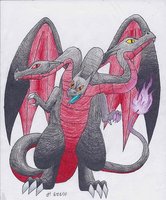 Charberus Reference by Violyte - dragon, male, pokemon, shadow, dark, fire, type, flying, not, ref, oc, charizard, evil, reference, three, heads, made, born, bio, headed, charberus