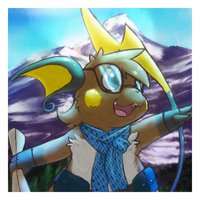 Alchemedis The Raichu by Fellarts - mountain, male, glasses, scarf, pokemon, adventure, raichu, fellarts, explorer, mystery dungeon